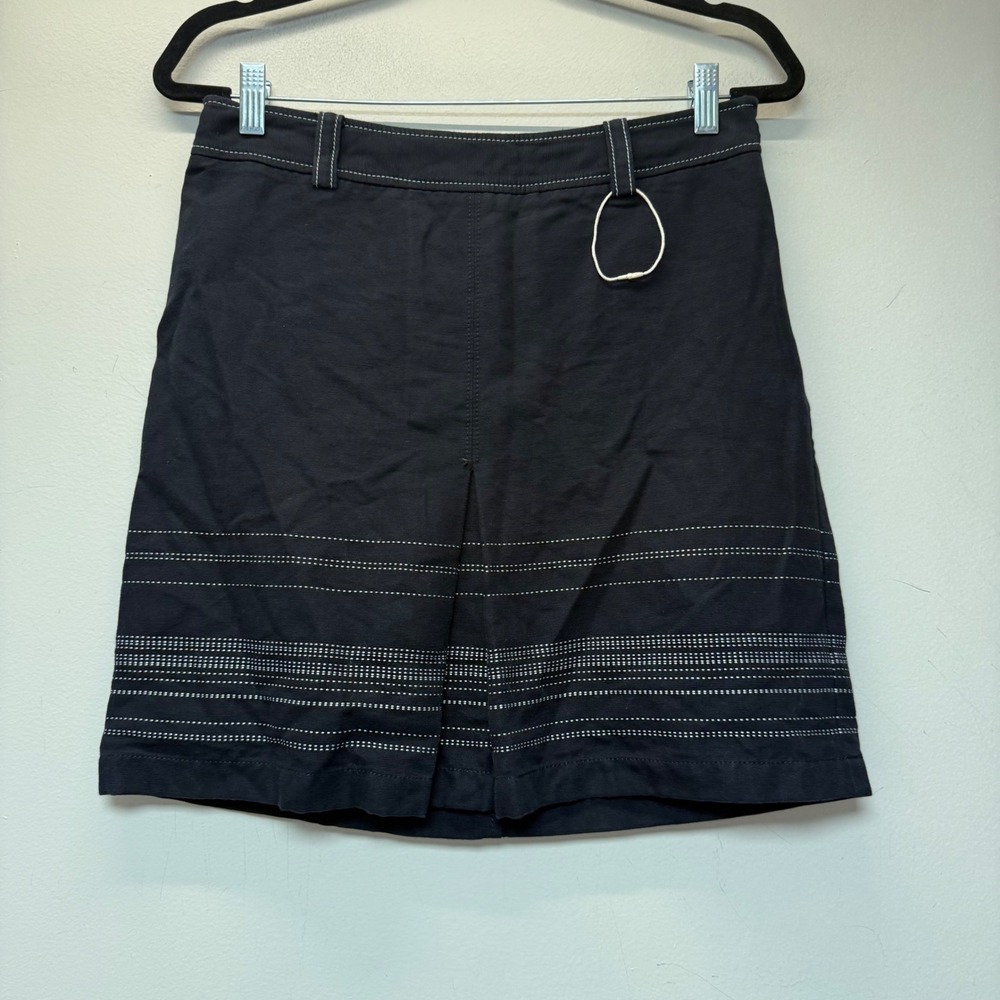 Ann Taylor Skirt Womens 6P Navy Blue Excellent Contrast Stitch A-Line Mini 9531â